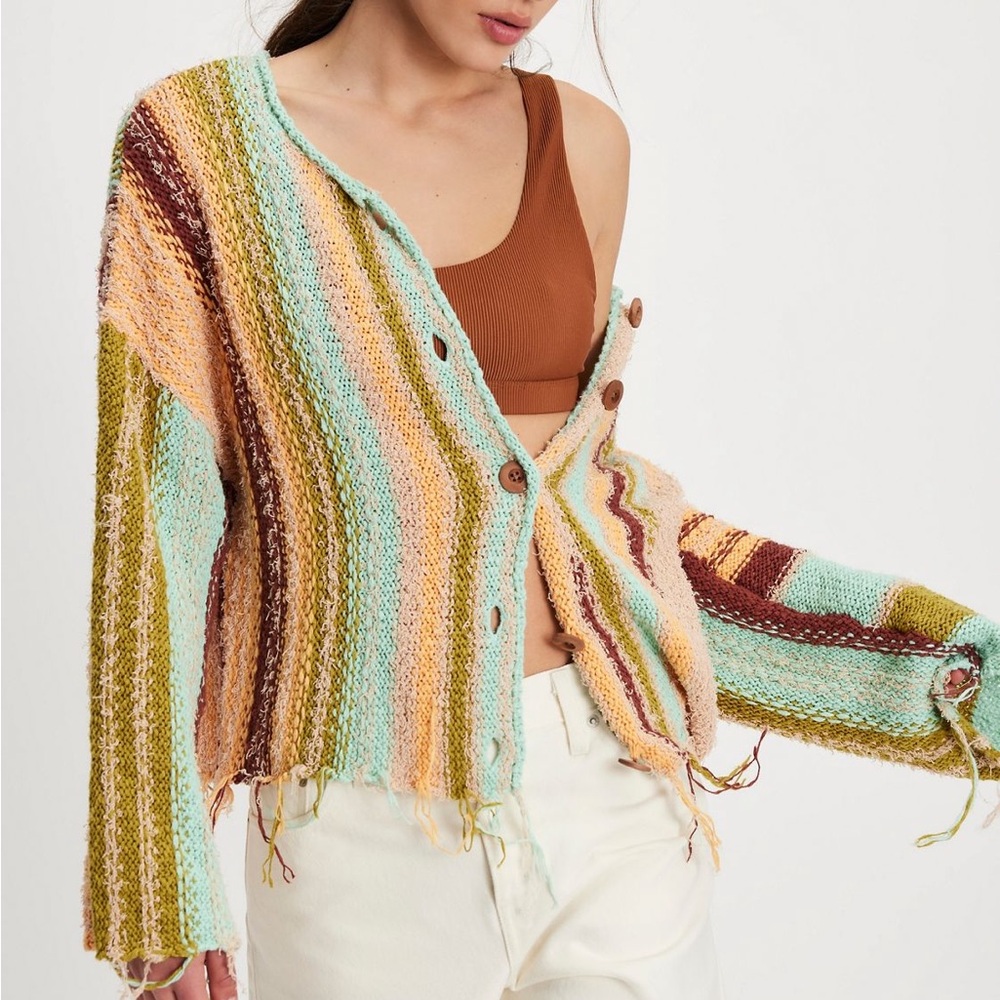 Free People Multicolor Knit Cardigan